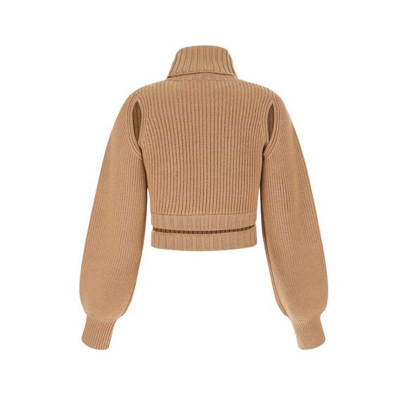 Andrea Adamo Women Biscuit Stretch Wool Blend Sweater - Picture 2 of 2